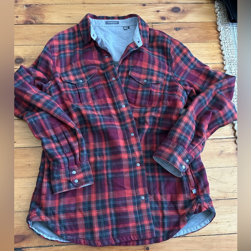 Toad & Co Mojacette overshirt snap front flannel shirt woman's size m